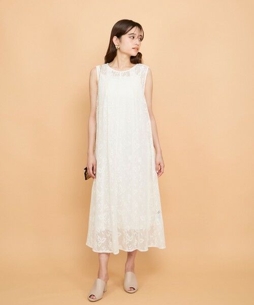 QUEENS COURT / クイーンズコート ロング・マキシ丈ワンピース | ラッセルレースワンピースアンサンブル≪手洗い可能≫ | 詳細2