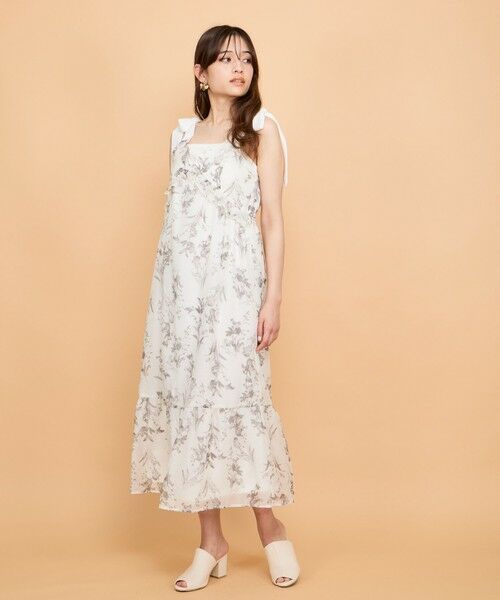QUEENS COURT / クイーンズコート ロング・マキシ丈ワンピース | フラワー柄リボンショルダーワンピース≪手洗い可能≫ | 詳細6