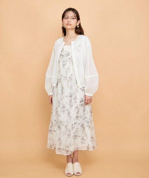 QUEENS COURT / クイーンズコート ロング・マキシ丈ワンピース | フラワー柄リボンショルダーワンピース≪手洗い可能≫ | 詳細7