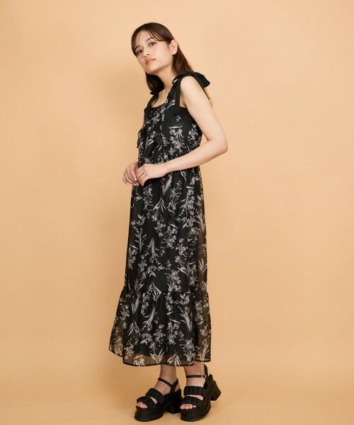 QUEENS COURT / クイーンズコート ロング・マキシ丈ワンピース | フラワー柄リボンショルダーワンピース≪手洗い可能≫ | 詳細11