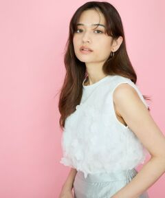 QUEENS COURT / クイーンズコート カットソー | 3Dフラワーチュールレイヤードプルオーバー≪手洗い可能≫