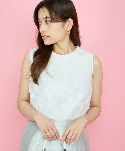 QUEENS COURT / クイーンズコート カットソー | 3Dフラワーチュールレイヤードプルオーバー≪手洗い可能≫ | 詳細1