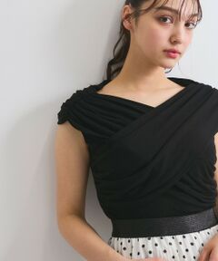 QUEENS COURT / クイーンズコート カットソー | フロントクロスオフショルカットトップス≪手洗い可能≫