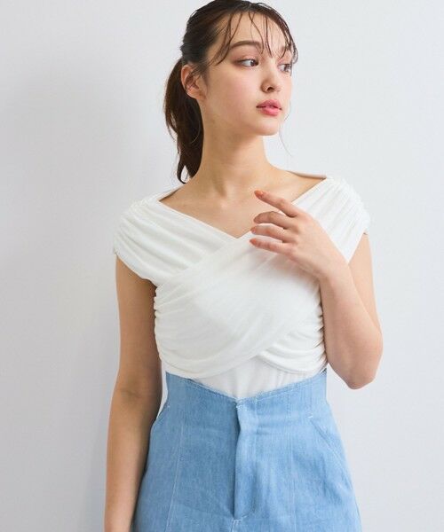 QUEENS COURT / クイーンズコート カットソー | フロントクロスオフショルカットトップス≪手洗い可能≫ | 詳細7