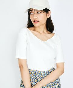 QUEENS COURT / クイーンズコート カットソー | テレコボートネック2WAYトップス≪手洗い可能≫