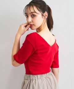 QUEENS COURT / クイーンズコート カットソー | テレコボートネック2WAYトップス≪手洗い可能≫