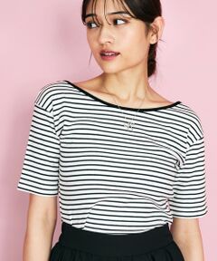 QUEENS COURT / クイーンズコート カットソー | テレコボートネック2WAYトップス≪手洗い可能≫