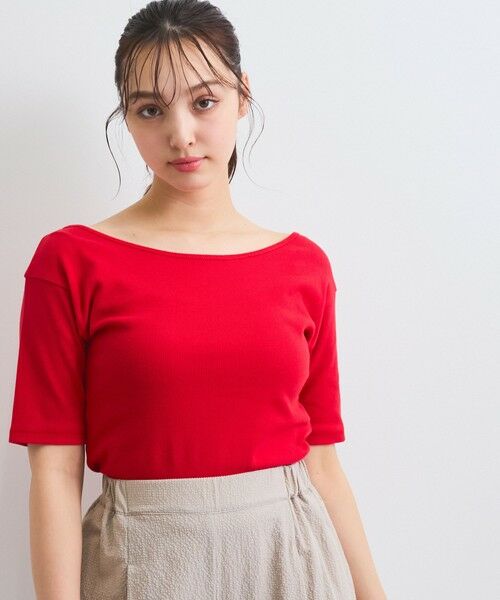 QUEENS COURT / クイーンズコート カットソー | テレコボートネック2WAYトップス≪手洗い可能≫ | 詳細4