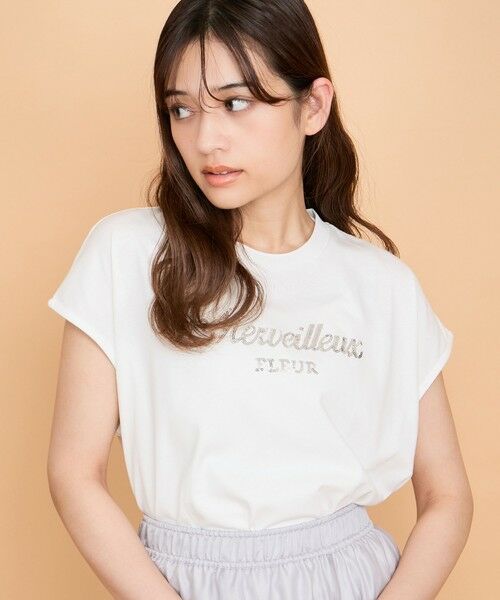 QUEENS COURT / クイーンズコート カットソー | スパンコール刺繍ロゴTシャツ≪手洗い可能≫ | 詳細7