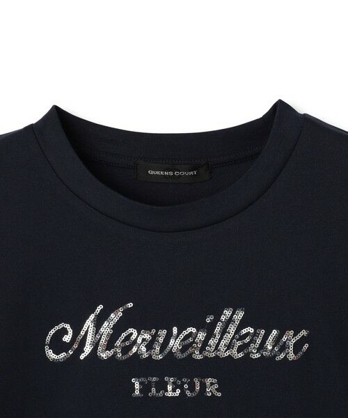QUEENS COURT / クイーンズコート カットソー | スパンコール刺繍ロゴTシャツ≪手洗い可能≫ | 詳細16