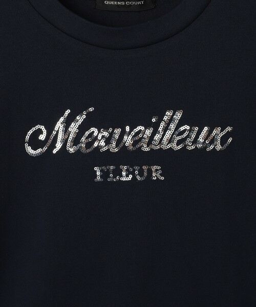 QUEENS COURT / クイーンズコート カットソー | スパンコール刺繍ロゴTシャツ≪手洗い可能≫ | 詳細17