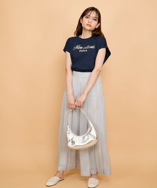 QUEENS COURT / クイーンズコート カットソー | スパンコール刺繍ロゴTシャツ≪手洗い可能≫ | 詳細13