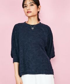 QUEENS COURT / クイーンズコート カットソー | フラワーカットジャガードトップス≪手洗い可能≫