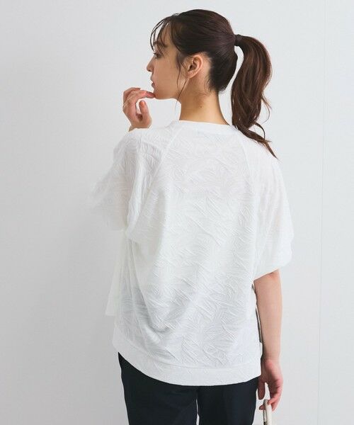 QUEENS COURT / クイーンズコート フラワーカットジャガードトップス≪手洗い可能≫ QUEENS COURT｜フラワーカットジャガードトップス≪手洗い可能