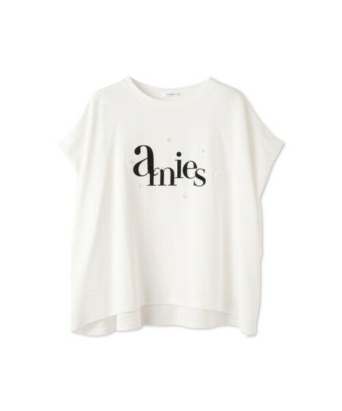 QUEENS COURT / クイーンズコート カットソー | 【LHELBIE】パール付きロゴプリントTシャツ≪洗濯機で洗える≫ | 詳細5