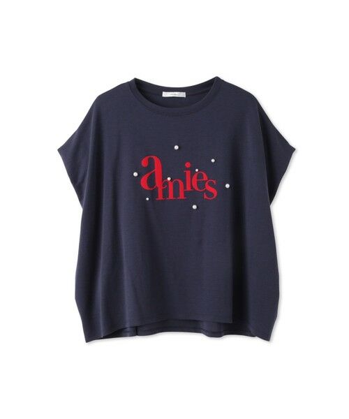 QUEENS COURT / クイーンズコート カットソー | 【LHELBIE】パール付きロゴプリントTシャツ≪洗濯機で洗える≫ | 詳細11