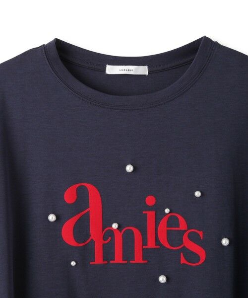 QUEENS COURT / クイーンズコート カットソー | 【LHELBIE】パール付きロゴプリントTシャツ≪洗濯機で洗える≫ | 詳細13