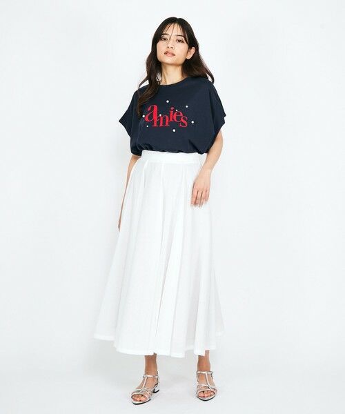 QUEENS COURT / クイーンズコート カットソー | 【LHELBIE】パール付きロゴプリントTシャツ≪洗濯機で洗える≫ | 詳細9