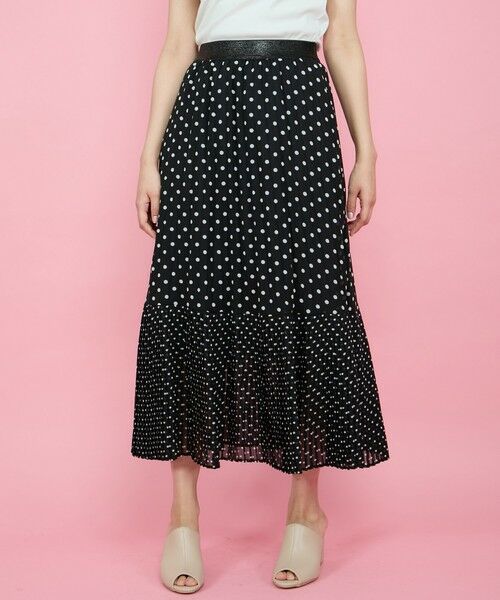 QUEENS COURT/クイーンズコート シフォンドットティアードスカート≪手洗い可能≫ ブラック系その他 M QUEENS COURT/クイーンズコート シフォンドットティアードスカート≪手洗い可能≫ ブラック系その他 M