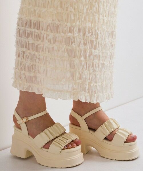 QUEENS COURT / クイーンズコート ミニ・ひざ丈スカート | シャーリングシフォンタイトスカート≪手洗い可能≫ | 詳細4