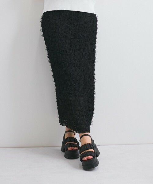 QUEENS COURT / クイーンズコート ミニ・ひざ丈スカート | シャーリングシフォンタイトスカート≪手洗い可能≫ | 詳細9