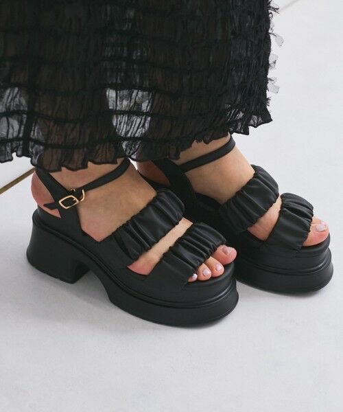 QUEENS COURT / クイーンズコート ミニ・ひざ丈スカート | シャーリングシフォンタイトスカート≪手洗い可能≫ | 詳細10