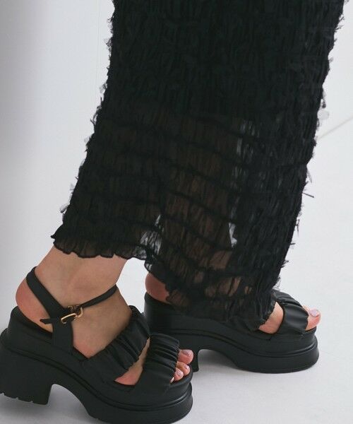 QUEENS COURT / クイーンズコート ミニ・ひざ丈スカート | シャーリングシフォンタイトスカート≪手洗い可能≫ | 詳細11