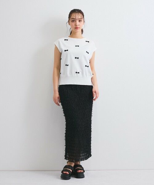 QUEENS COURT / クイーンズコート ミニ・ひざ丈スカート | シャーリングシフォンタイトスカート≪手洗い可能≫ | 詳細12