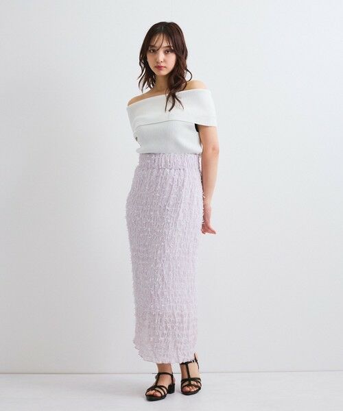 QUEENS COURT / クイーンズコート ミニ・ひざ丈スカート | シャーリングシフォンタイトスカート≪手洗い可能≫ | 詳細21