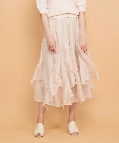 QUEENS COURT/クイーンズコート シルキーオーガンジースカート≪手洗い可能≫ ピンク M QUEENS COURT/クイーンズコート シルキーオーガンジースカート≪手洗い可能≫ ピンク M