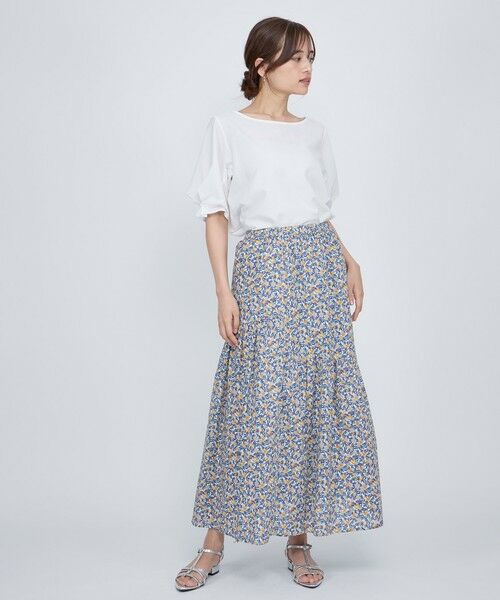 QUEENS COURT / クイーンズコート ミニ・ひざ丈スカート | フルーツMIXプリントアシメティアードスカート≪手洗い可能≫ | 詳細2