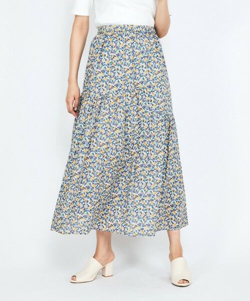 QUEENS COURT / クイーンズコート ミニ・ひざ丈スカート | フルーツMIXプリントアシメティアードスカート≪手洗い可能≫ | 詳細4