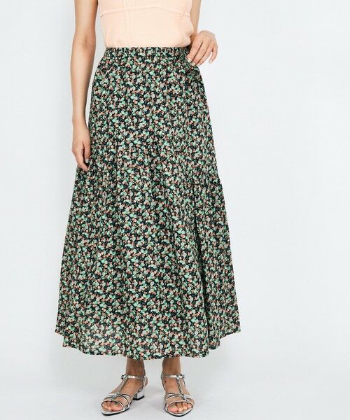 QUEENS COURT / クイーンズコート ミニ・ひざ丈スカート | フルーツMIXプリントアシメティアードスカート≪手洗い可能≫ | 詳細9