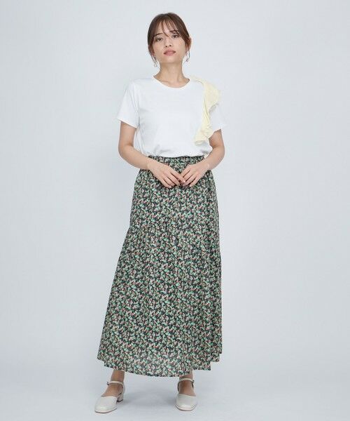 QUEENS COURT / クイーンズコート ミニ・ひざ丈スカート | フルーツMIXプリントアシメティアードスカート≪手洗い可能≫ | 詳細11