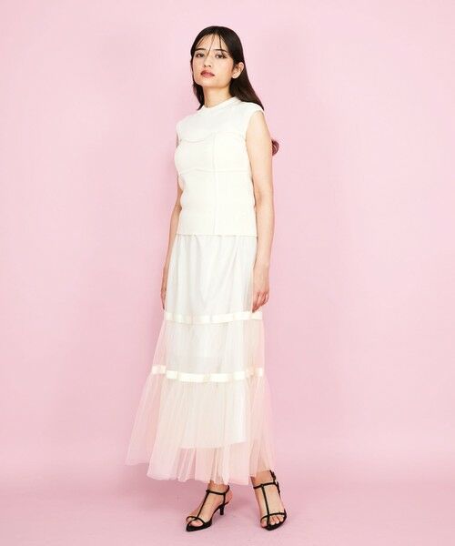 QUEENS COURT / クイーンズコート ミニ・ひざ丈スカート | 2WAYリボンティアードチュールスカート≪手洗い可能≫ | 詳細12
