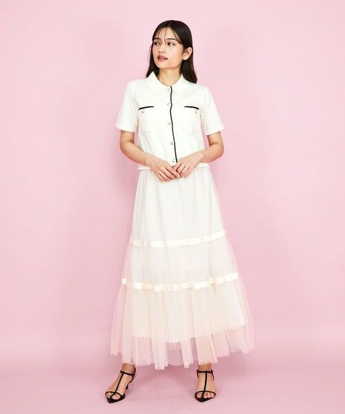QUEENS COURT / クイーンズコート ミニ・ひざ丈スカート | 2WAYリボンティアードチュールスカート≪手洗い可能≫ | 詳細3