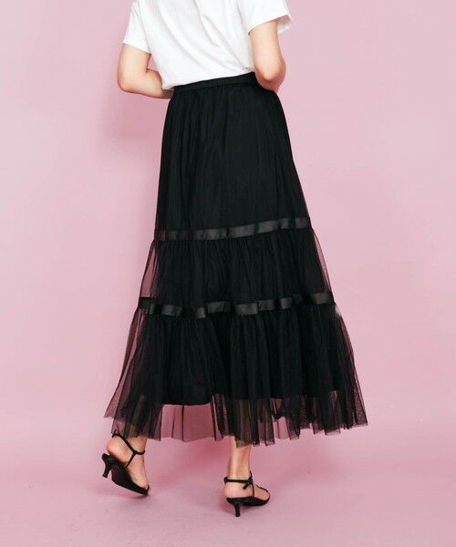 QUEENS COURT / クイーンズコート ミニ・ひざ丈スカート | 2WAYリボンティアードチュールスカート≪手洗い可能≫ | 詳細15
