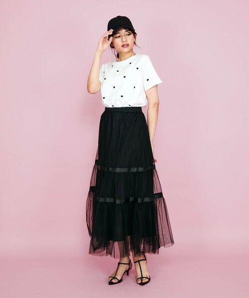 QUEENS COURT / クイーンズコート ミニ・ひざ丈スカート | 2WAYリボンティアードチュールスカート≪手洗い可能≫ | 詳細16