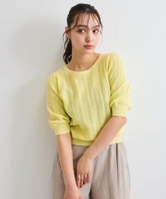 QUEENS COURT / クイーンズコート ニット・セーター | 透かし編みパフスリーブニット≪手洗い可能≫