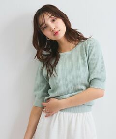 QUEENS COURT / クイーンズコート ニット・セーター | 透かし編みパフスリーブニット≪手洗い可能≫