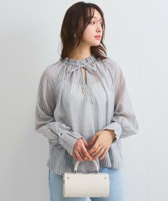 QUEENS COURT / クイーンズコート シャツ・ブラウス | シアーコードストライプギャザーブラウス≪セットアップ対応/手洗い可能≫
