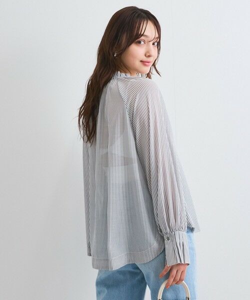 QUEENS COURT / クイーンズコート シャツ・ブラウス | シアーコードストライプギャザーブラウス≪セットアップ対応/手洗い可能≫ | 詳細2