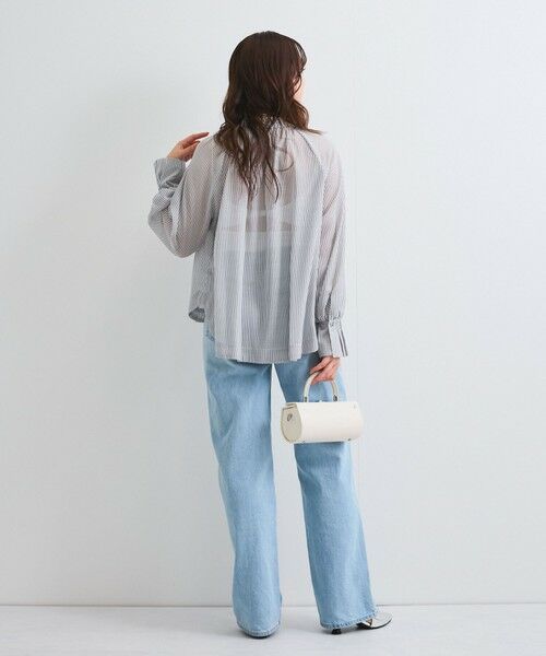 QUEENS COURT / クイーンズコート シャツ・ブラウス | シアーコードストライプギャザーブラウス≪セットアップ対応/手洗い可能≫ | 詳細4