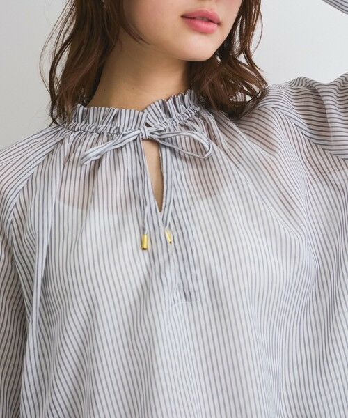 QUEENS COURT / クイーンズコート シャツ・ブラウス | シアーコードストライプギャザーブラウス≪セットアップ対応/手洗い可能≫ | 詳細8