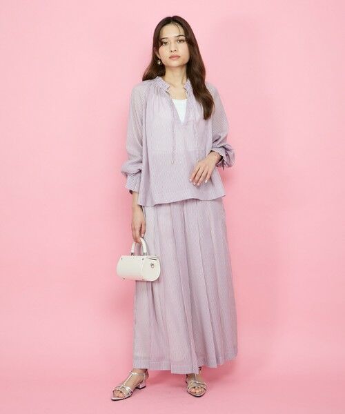 QUEENS COURT / クイーンズコート シャツ・ブラウス | シアーコードストライプギャザーブラウス≪セットアップ対応/手洗い可能≫ | 詳細18