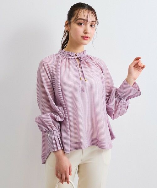 QUEENS COURT / クイーンズコート シャツ・ブラウス | シアーコードストライプギャザーブラウス≪セットアップ対応/手洗い可能≫ | 詳細19