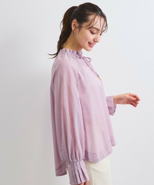 QUEENS COURT / クイーンズコート シャツ・ブラウス | シアーコードストライプギャザーブラウス≪セットアップ対応/手洗い可能≫ | 詳細20