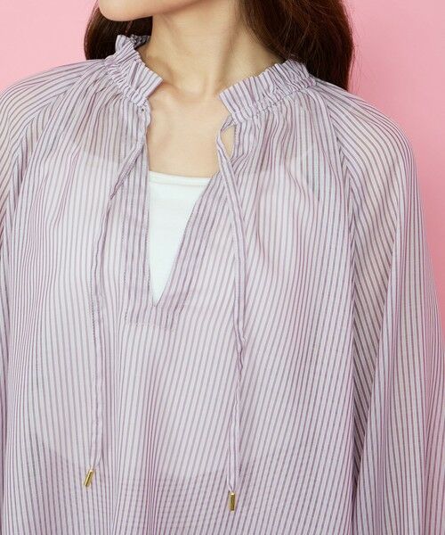 QUEENS COURT / クイーンズコート シャツ・ブラウス | シアーコードストライプギャザーブラウス≪セットアップ対応/手洗い可能≫ | 詳細14