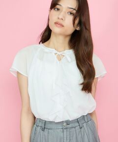 QUEENS COURT / クイーンズコート シャツ・ブラウス | シアーストライプリボンブラウス≪セットアップ対応/手洗い可能≫