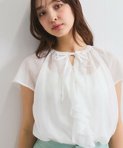 QUEENS COURT / クイーンズコート シャツ・ブラウス | シアーストライプリボンブラウス≪セットアップ対応/手洗い可能≫ | 詳細6